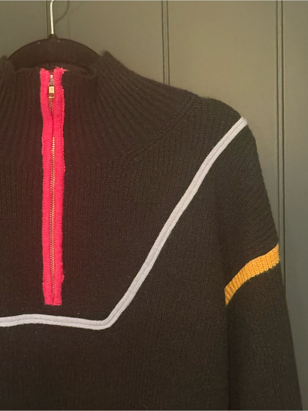 🎨 Entro Women’s Black Knit Contrast Trim Quarter Zip Sweater - Size L - Picture 4 of 11